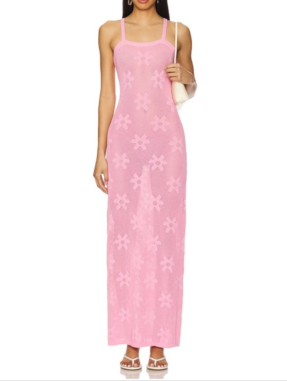 Beach Riot Conrad Sheer Cover-Up Maxi Dress Medium Pink Daisy